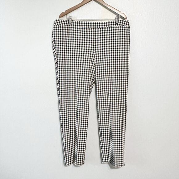 Talbots Hampshire Gingham Ankle Pant women's plus size 18W black/white - Picture 2 of 12